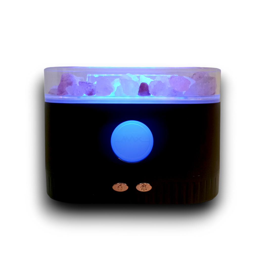 Difusor de Aroma Humidificador modelo Fogata, Luz Led con Sales del Himalaya + 1 Fragancia de 10ml Gratis