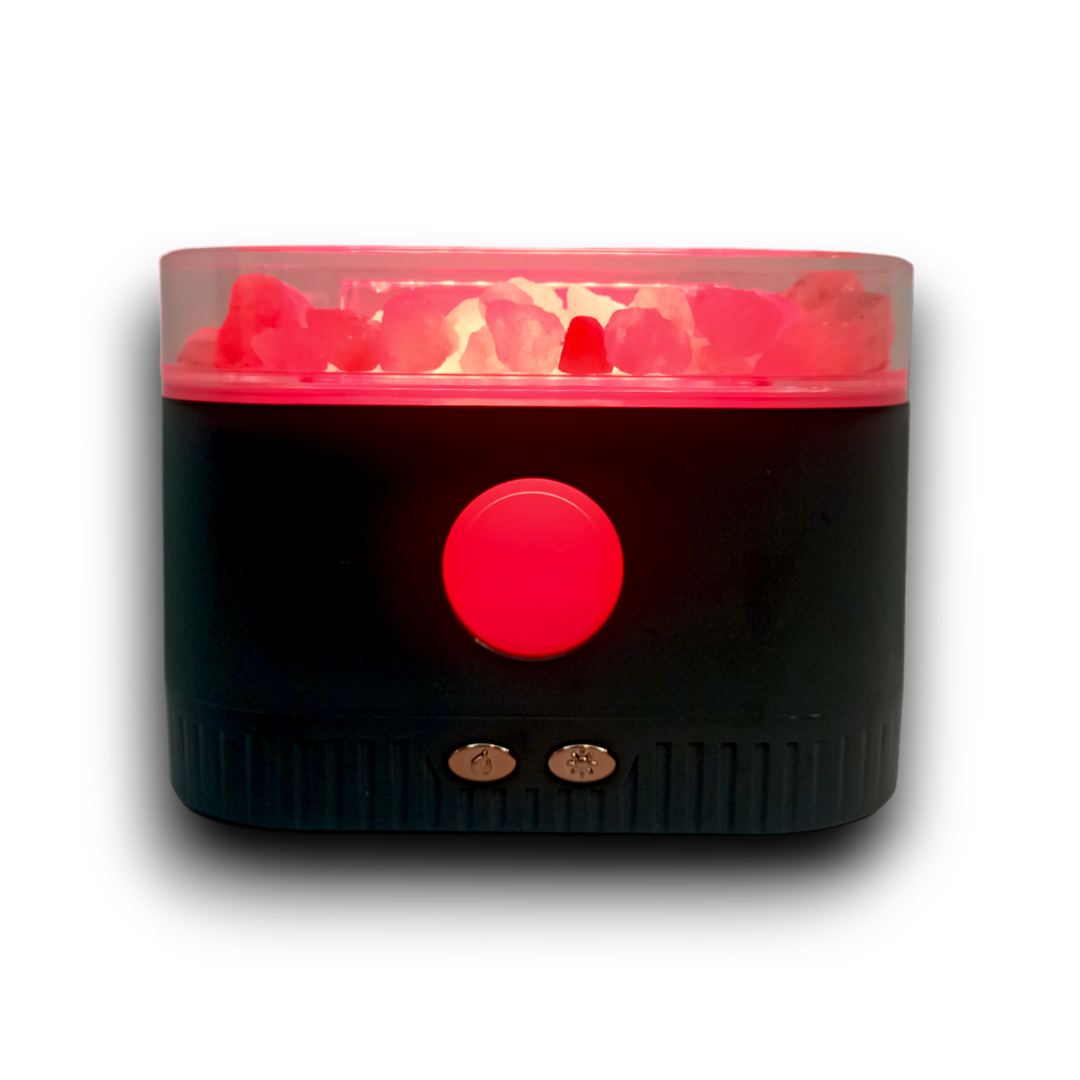 Difusor de Aroma Humidificador modelo Fogata, Luz Led con Sales del Himalaya + 1 Fragancia de 10ml Gratis